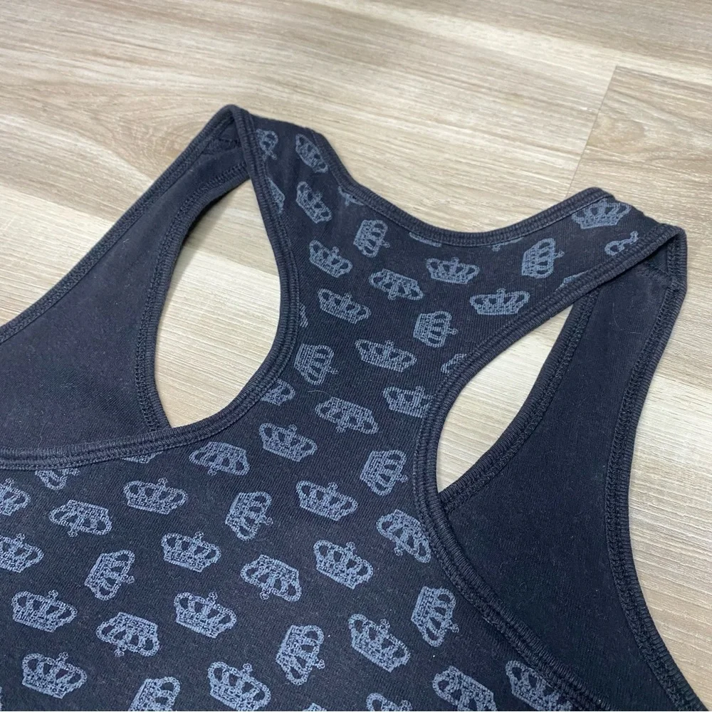 GUESS Y2K Rhinestone Crown Ribbed Tank Top - Picture 10 of 11